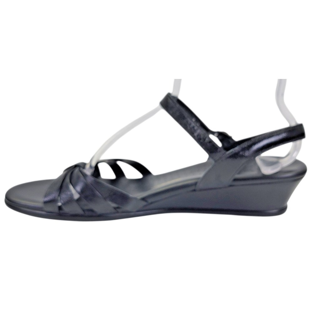 SAS Women's Strappy Quarter Strap Black Patent Leather Wedge Sandals Size 11 S - Picture 4 of 14